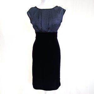 Stretch Velvet & Crinkle Chiffon High Waist Blouson Top Party Cocktail Dress 2